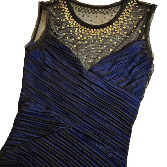 BCBG Maxazria Camira Dress Sz XS Black Blue NEW Bandage BodyCon Mini Embellished - Picture 2 of 13